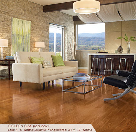 Somerset Solid Prefinished Hardwood Color Plank 5" Red Oak Golden