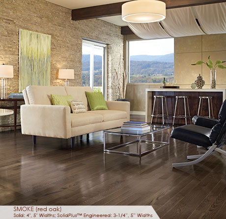 Somerset Solid Prefinished Hardwood Color Plank 4" Red Oak Smoke