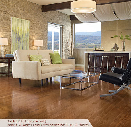 Somerset Solid Prefinished Hardwood Color Plank 4" White Oak Gunstock