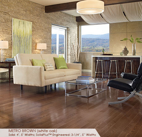 Somerset Solid Prefinished Hardwood Color Plank 5" White Oak Metro Brown