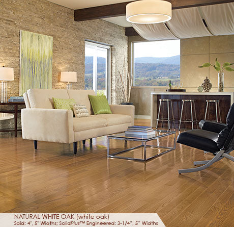 Somerset Solid Prefinished Hardwood Color Plank 4" White Oak Natural