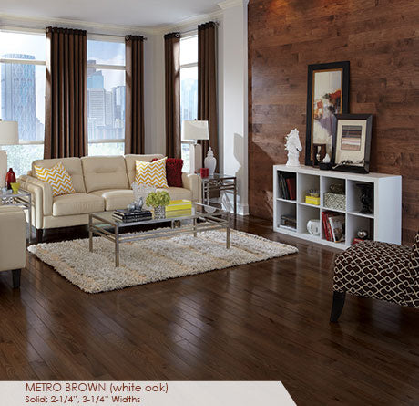 Somerset Solid Prefinished Hardwood Color Strip 3 1/4" White Oak Metro Brown